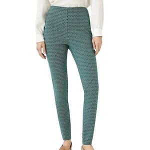 Ann Taylor‎ Green Geometric Chain Link Ankle Pants Womens Medium High Rise NWT